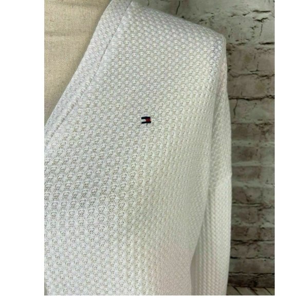 Tommy Hilfiger Women's Tie Waffle Cardigan Top - Picture 4 of 7